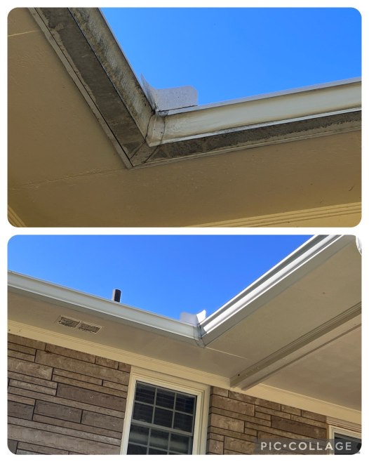 Before and after gutter brightening results